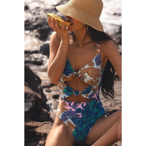 Lulus Other - NWT Lulus Bolonia Blue Multi Paisley Cutout One-Piece Swimsuit XS